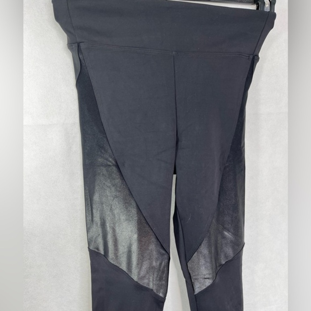 Koral Black Leggings with Faux Leather Accents